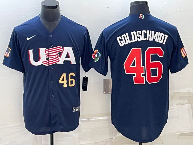 Men 2023 World Cub USA #46 Goldschmidt Blue Nike MLB Jersey->more jerseys->MLB Jersey